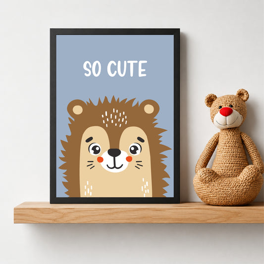So Cute Hedgehog Nursery Wall Art | Adorable Animal Kids Room Poster