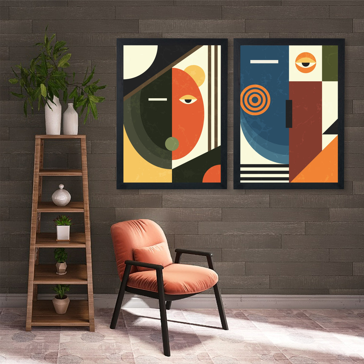 Modern Abstract Geometric Wall Art | Retro Eye Art