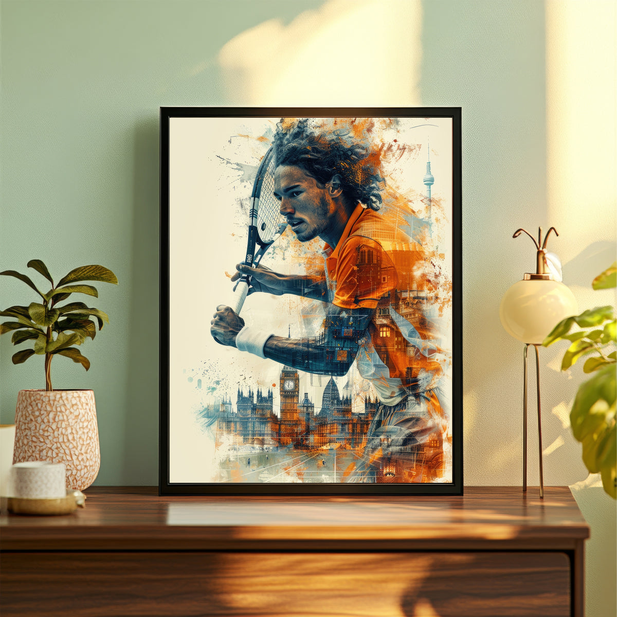 Tennis Wall Art – Premium Tennis Player Poster, London Sports Artwork, Modern Framed Wall Décor for Sports Room, Bedroom & Office