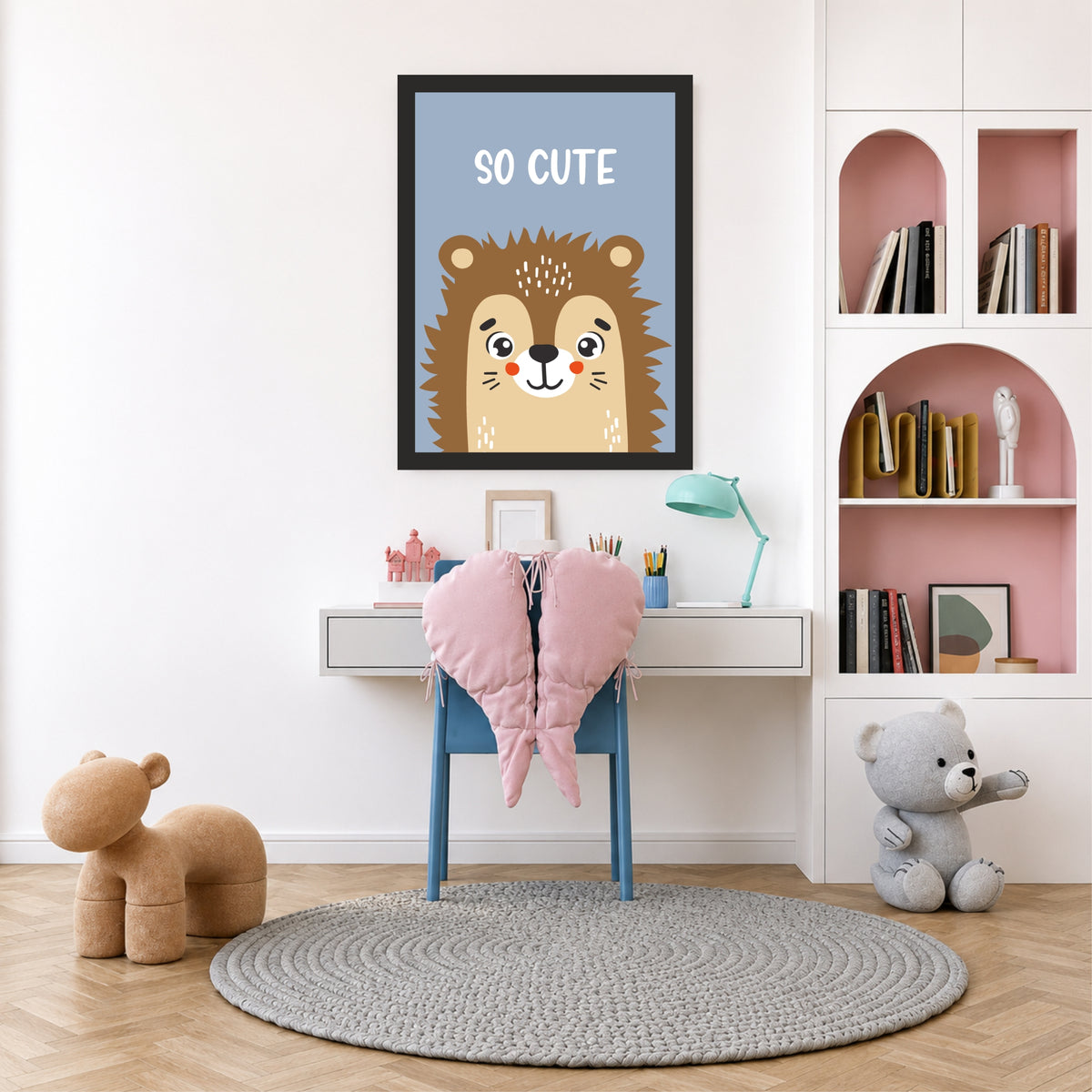 So Cute Hedgehog Nursery Wall Art | Adorable Animal Kids Room Poster