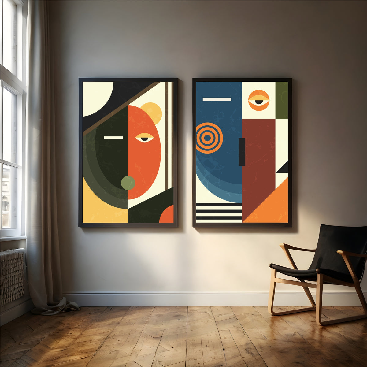 Modern Abstract Geometric Wall Art | Retro Eye Art