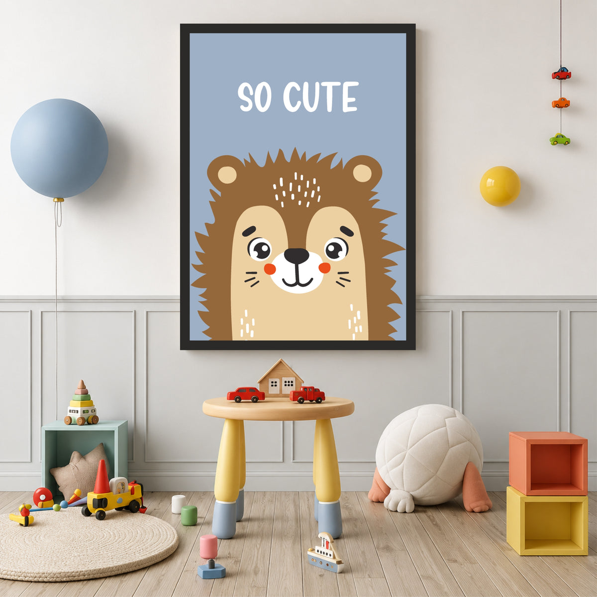 So Cute Hedgehog Nursery Wall Art | Adorable Animal Kids Room Poster
