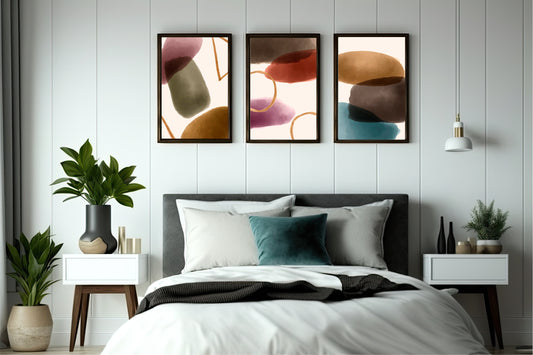 Abstract Harmony Wall Frame Set – Modern Art Elegance for Bedroom & Living Spaces