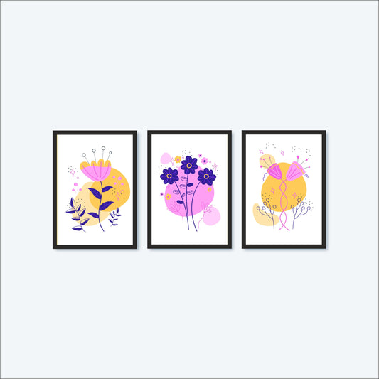 Bloom Essence Wall Frame Set – Modern Floral Art for Elegant Interiors