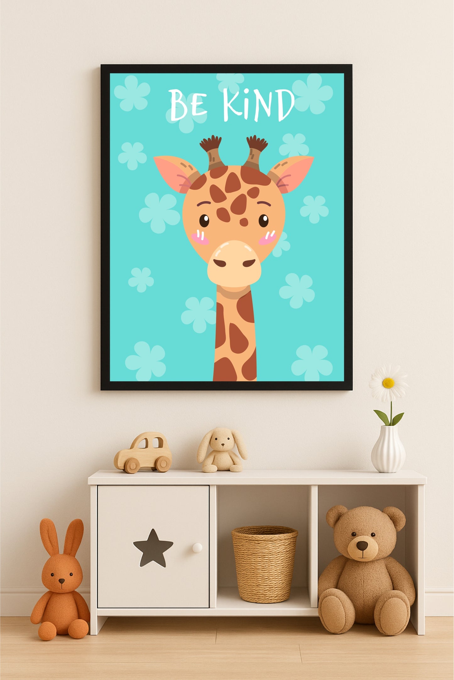Be Kind Giraffe Wall Frame – Gentle & Adorable Décor for Kids’ Room 🦒💙🌼