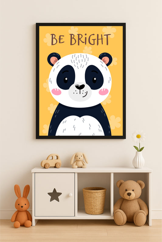 Be Bright Panda Wall Frame – Cheerful & Cute Décor for Kids’ Room 🐼💛✨