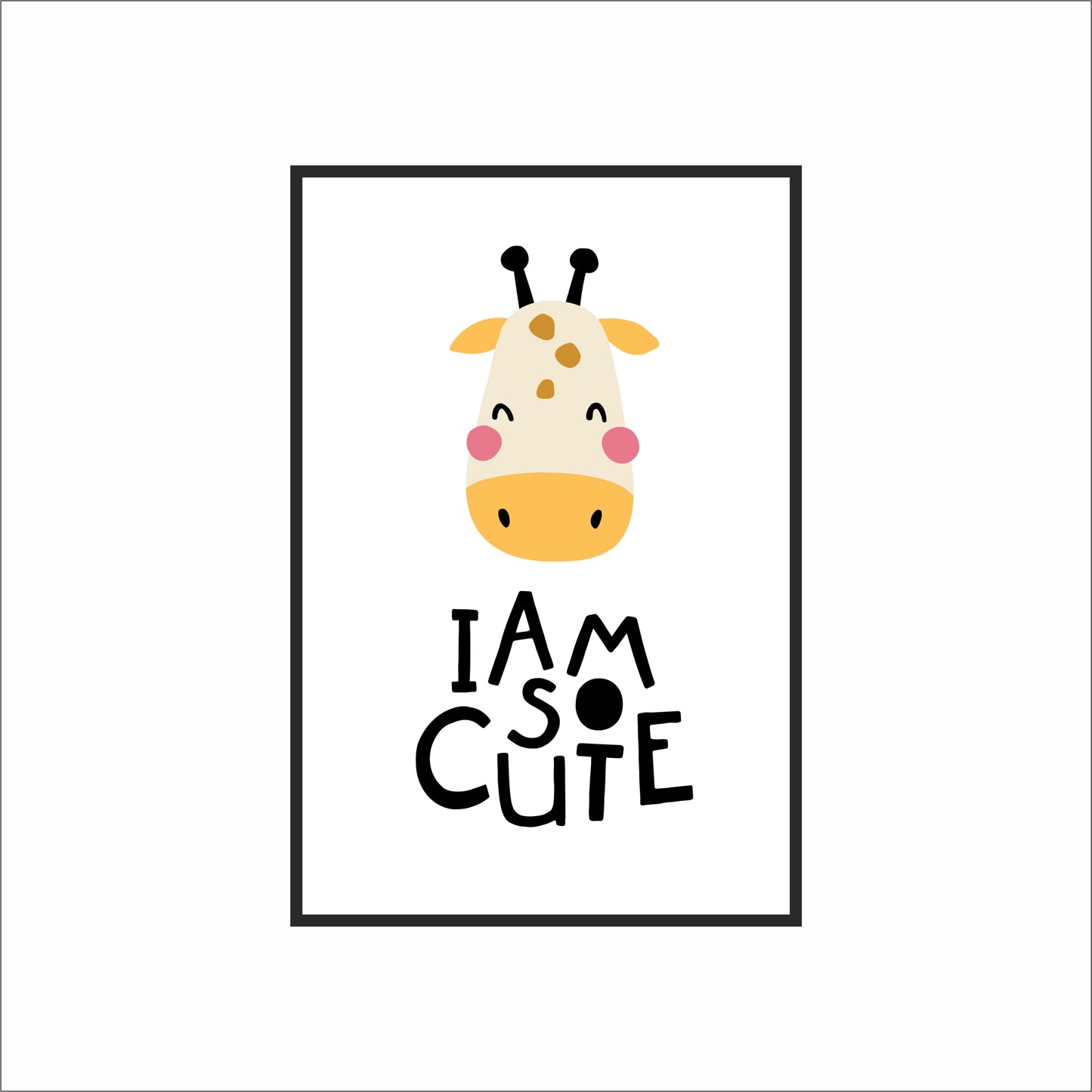 I Am So Cute Giraffe Wall Art Photo Frame – Adorable Nursery & Kids’ Room Décor