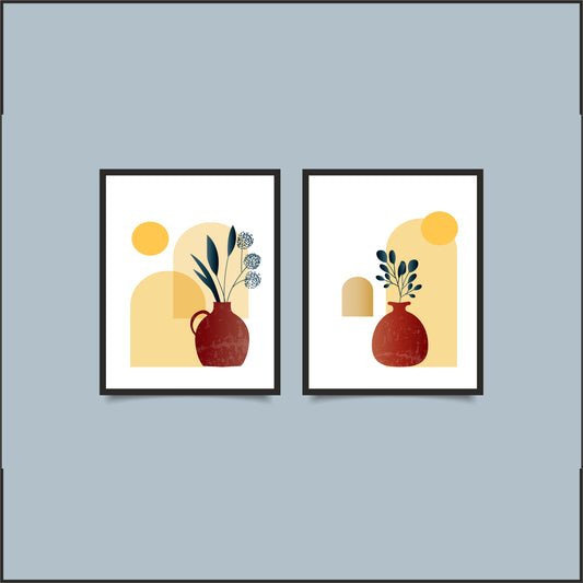 Abstract Terracotta Vase Wall Frame Set – Modern Boho Home Décor 🏺✨