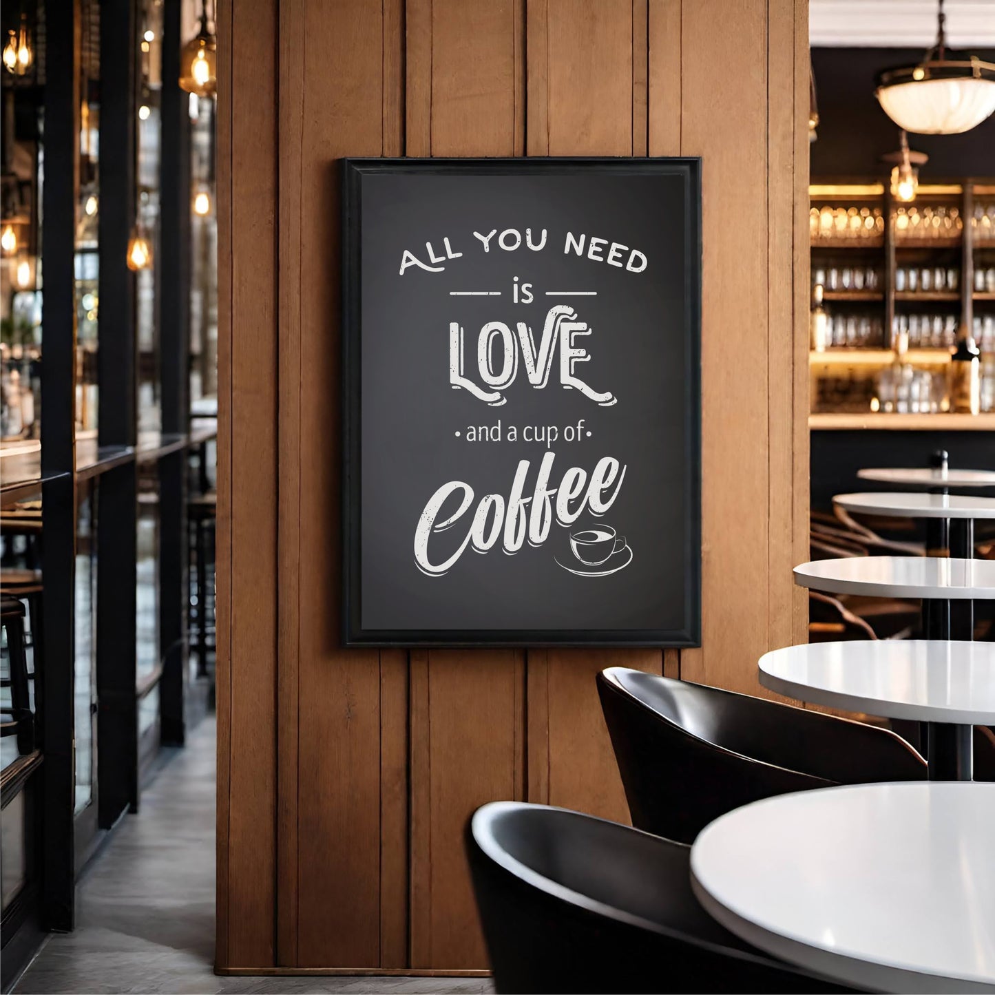 All You Need is Love & Coffee – Classic Coffee Wall Frame ☕❤️