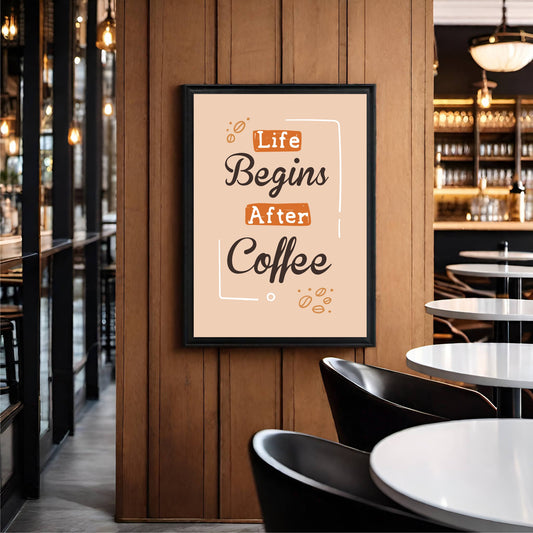 Life Begins After Coffee – Minimal Coffee Wall Frame ☕🤎