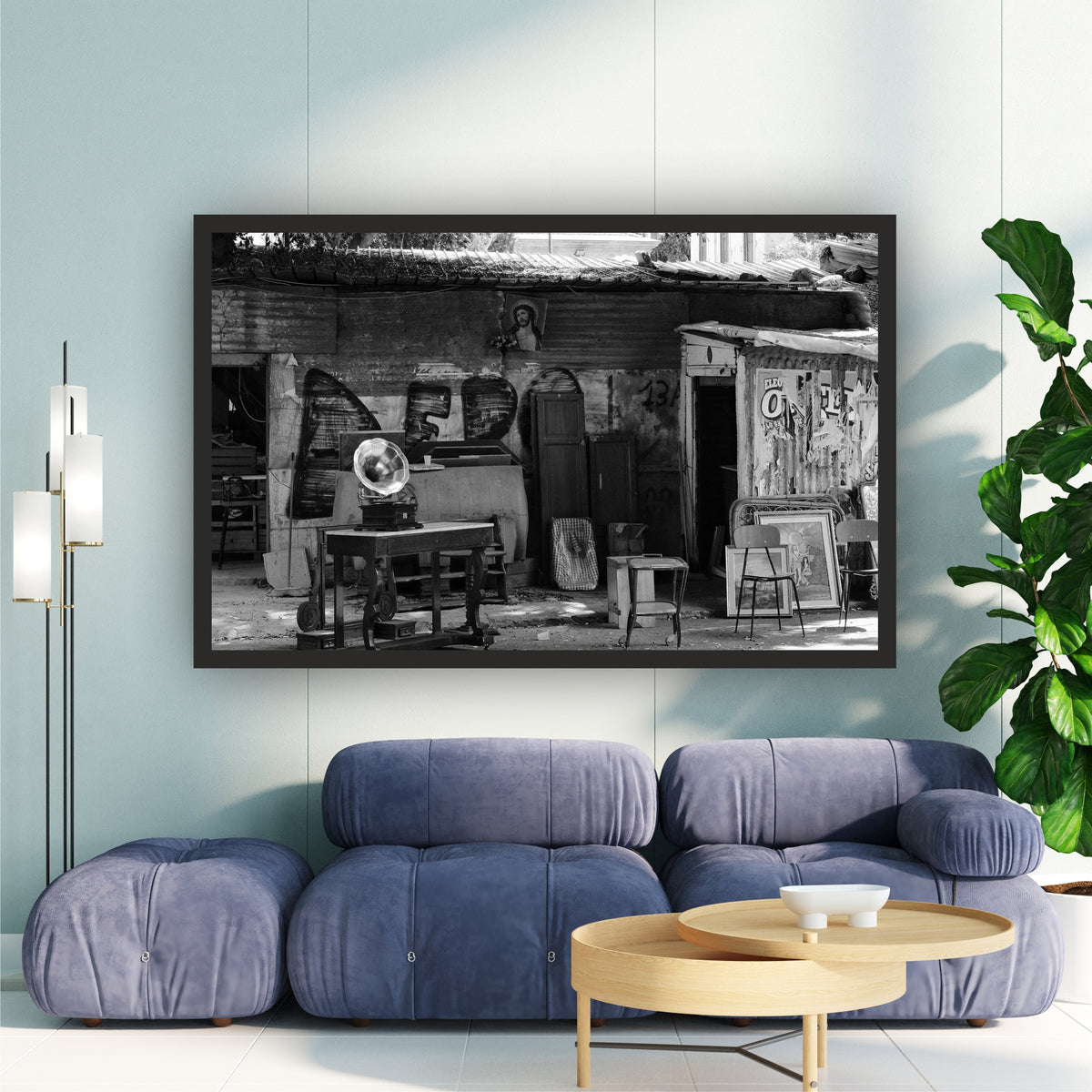 Vintage Gramophone Black & White Wall Art | Retro Photography
