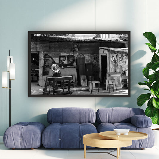 Vintage Gramophone Black & White Wall Art | Retro Photography