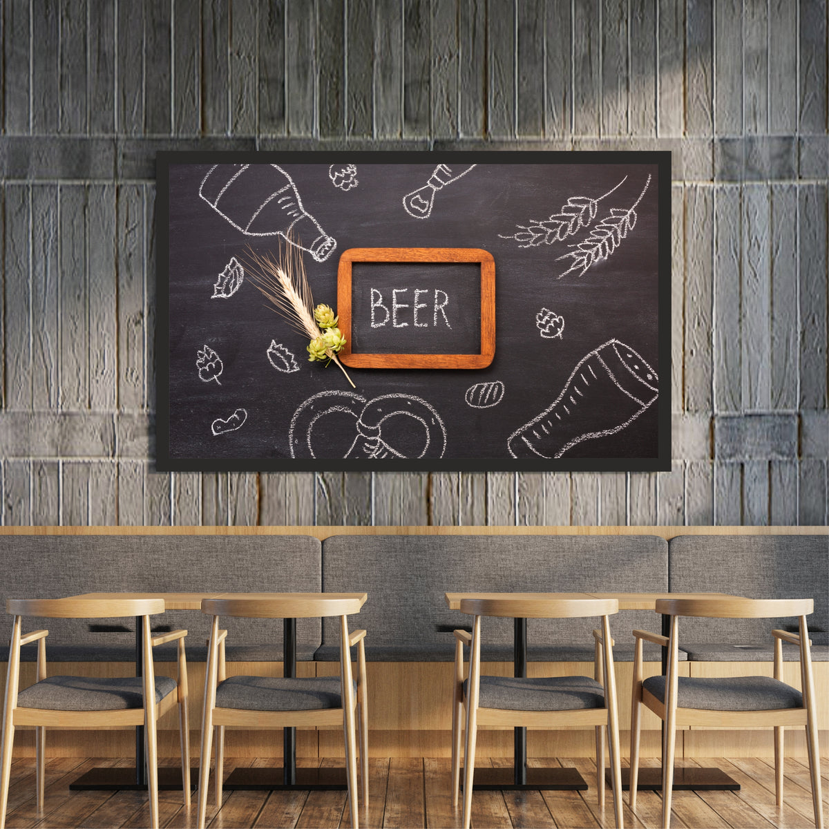 Beer Wall Art | Framed Vintage Beer Chalkboard Artwork | Rustic Bar & Pub Décor | Beer Lover Gift