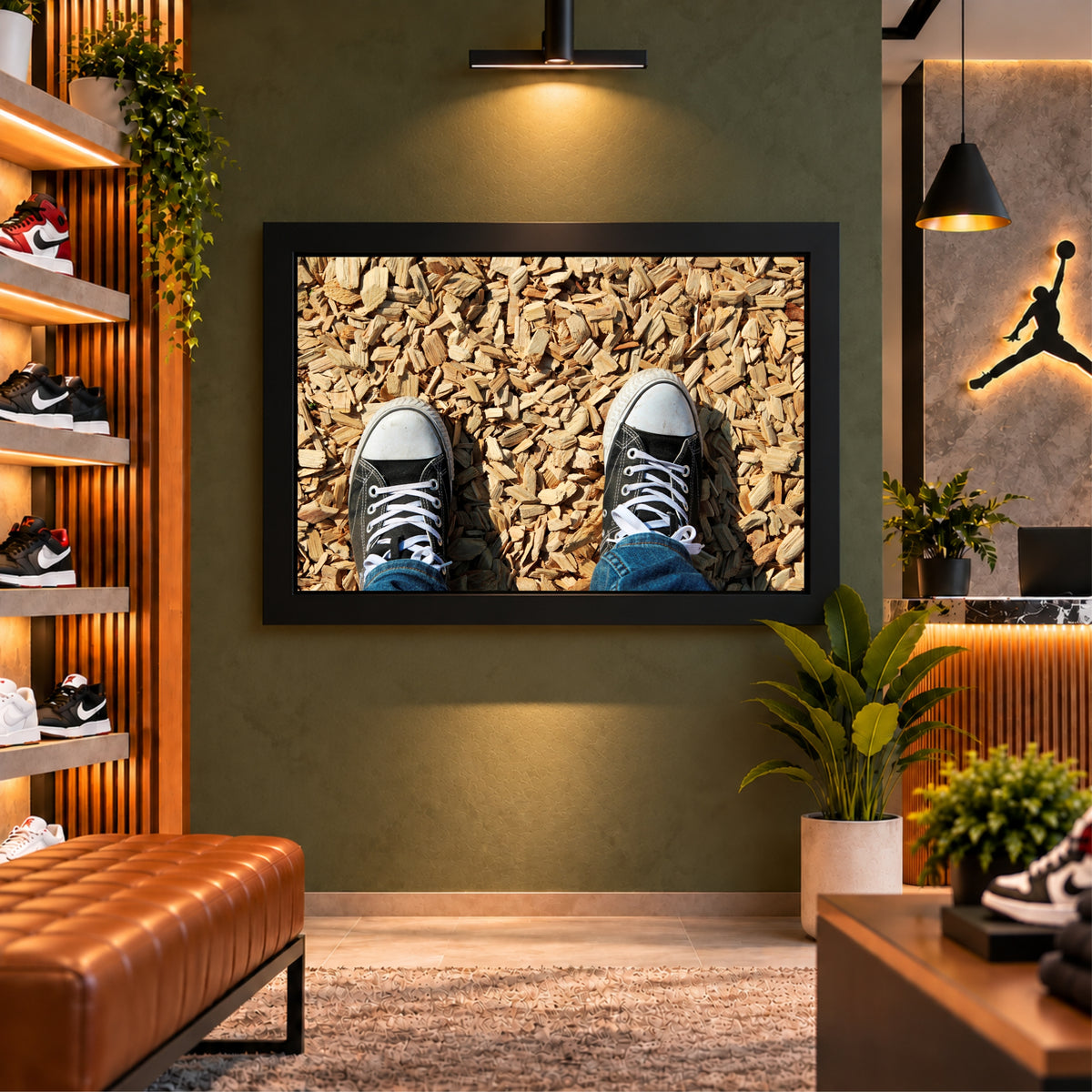 Black Sneakers Wall Art | Casual Shoes Artwork | Modern Footwear Decor