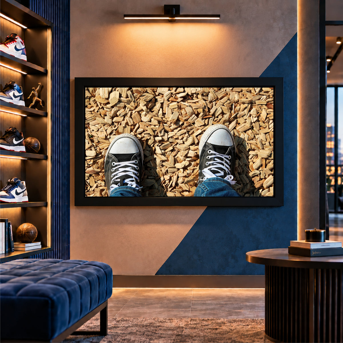 Black Sneakers Wall Art | Casual Shoes Artwork | Modern Footwear Decor