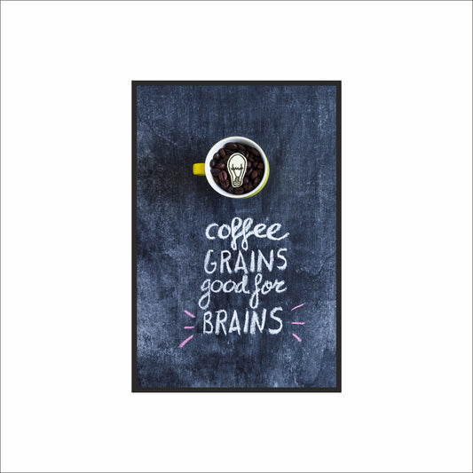 Coffee Grains, Good for Brains – Fun Coffee Wall Frame ☕🧠✨