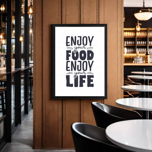 Enjoy Your Food, Enjoy Your Life – Motivational Kitchen Wall Frame 🍽️✨