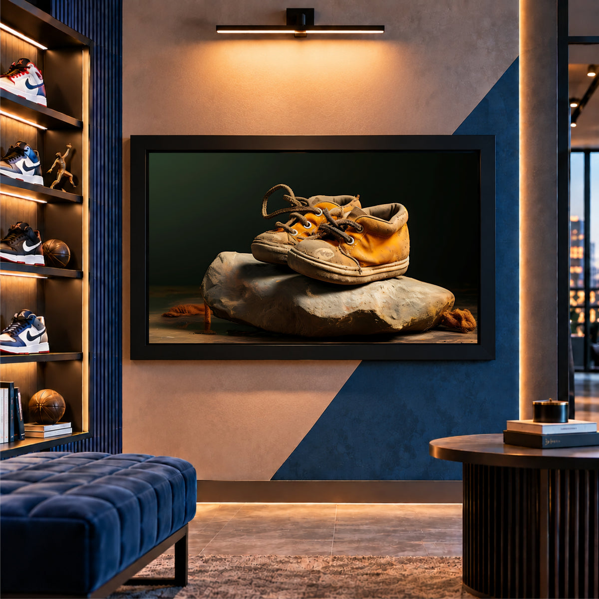 Vintage Leather Shoes Wall Art | Rustic Footwear Artwork | Classic Shoe Decor