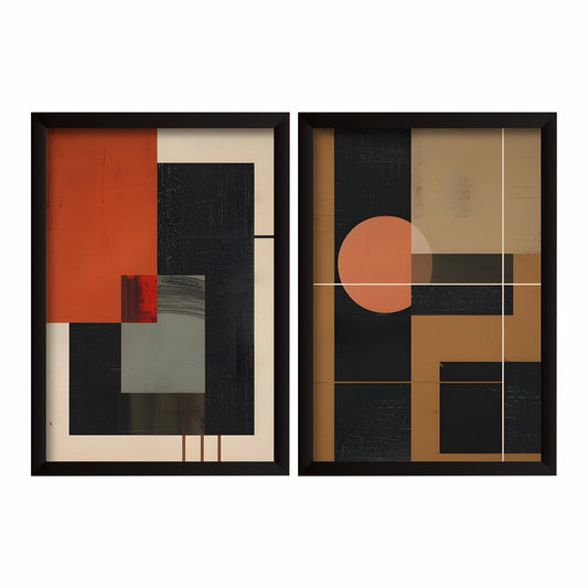 Modern Abstract Wall Art Set of 2 | Geometric Minimalist Prints
