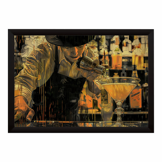 Bartender Wall Art | Framed Cocktail Bar Artwork | Modern Mixology & Bar Décor | Stylish Restaurant Wall Art