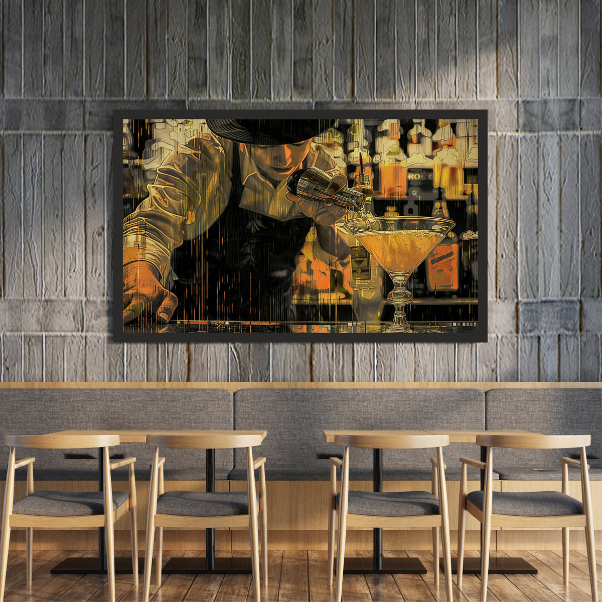 Bartender Wall Art | Framed Cocktail Bar Artwork | Modern Mixology & Bar Décor | Stylish Restaurant Wall Art