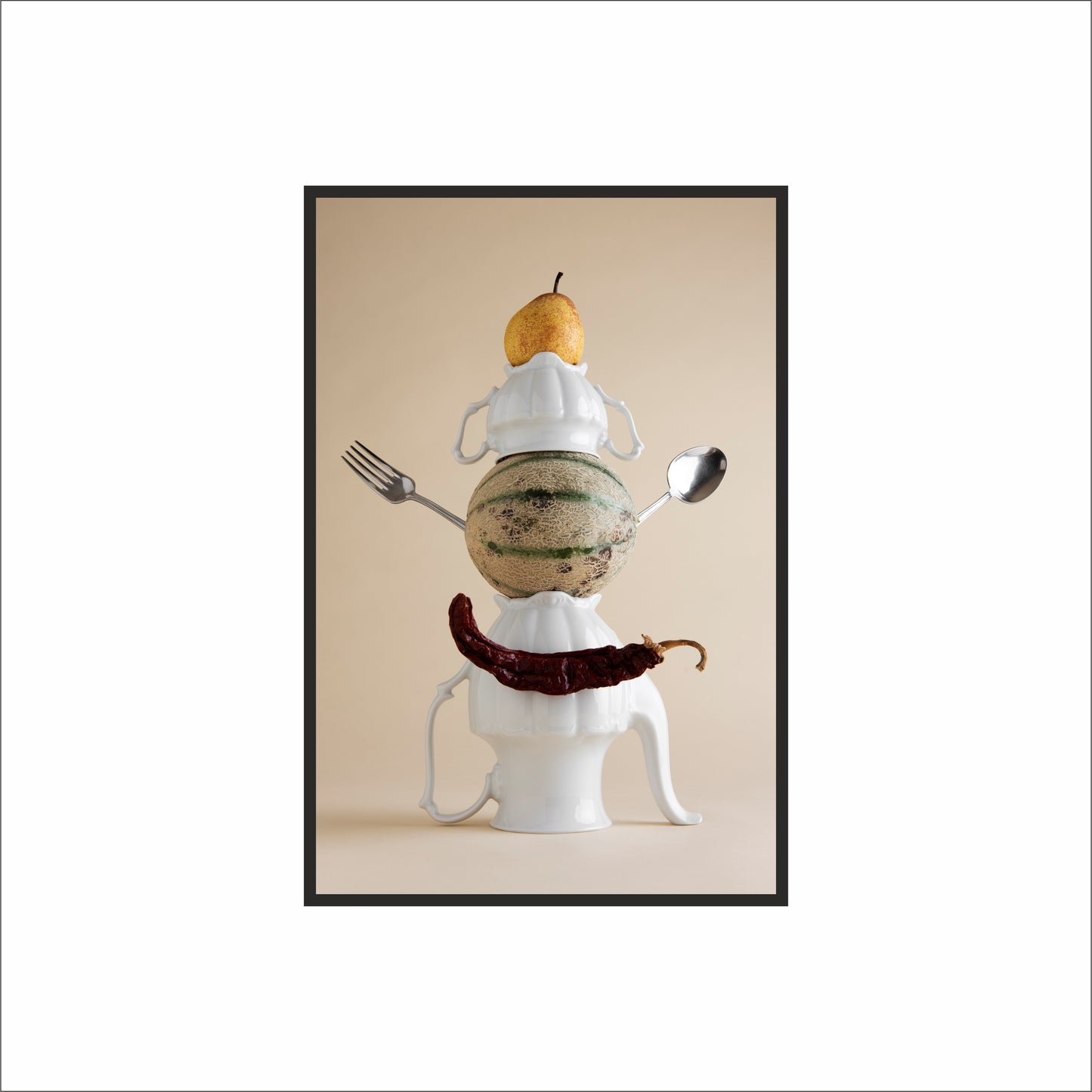 Creative Food Art Wall Frame – Perfect for Kitchen & Café Decor 🍐🍉🍽️