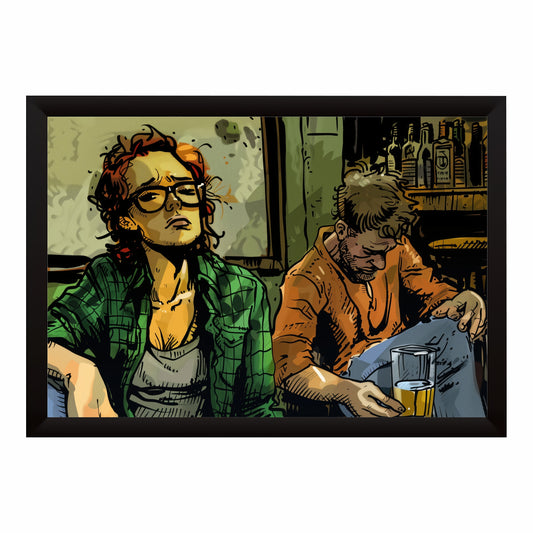 Bar Wall Art | Framed Pub & Beer Artwork | Vintage Bartender & Friends Illustration | Modern Bar Décor