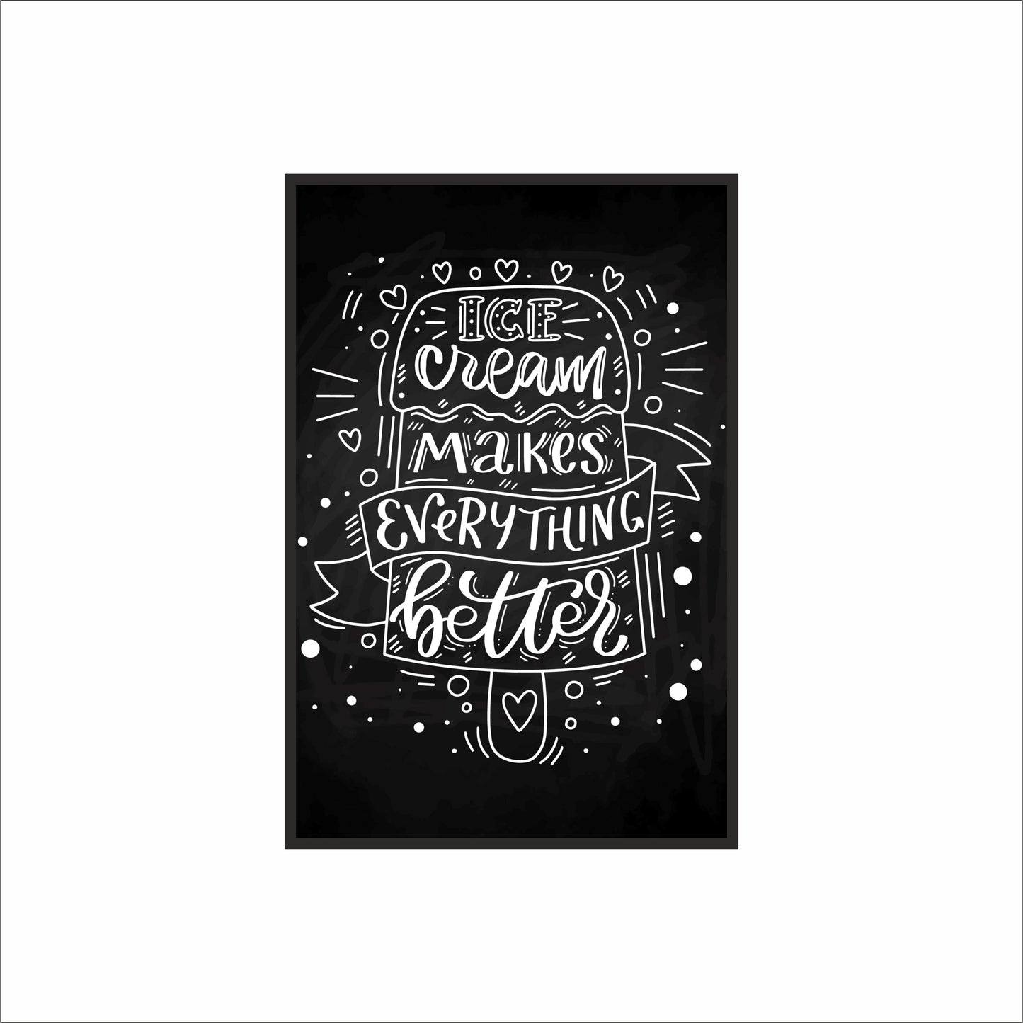 Ice Cream Makes Everything Better – Fun Chalkboard Wall Frame 🍦🖤