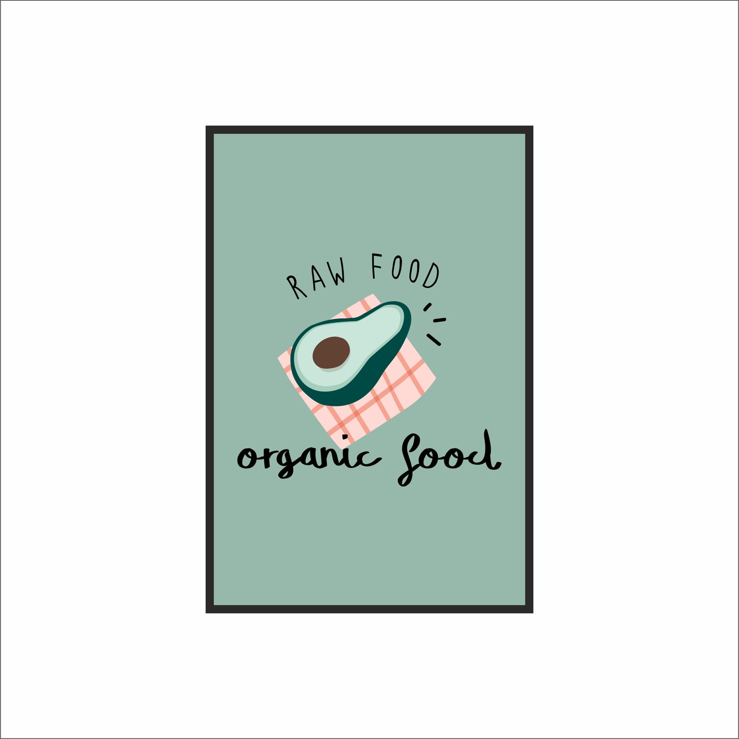 Raw Food Organic Food – Minimal Healthy Living Wall Frame 🥑🌿
