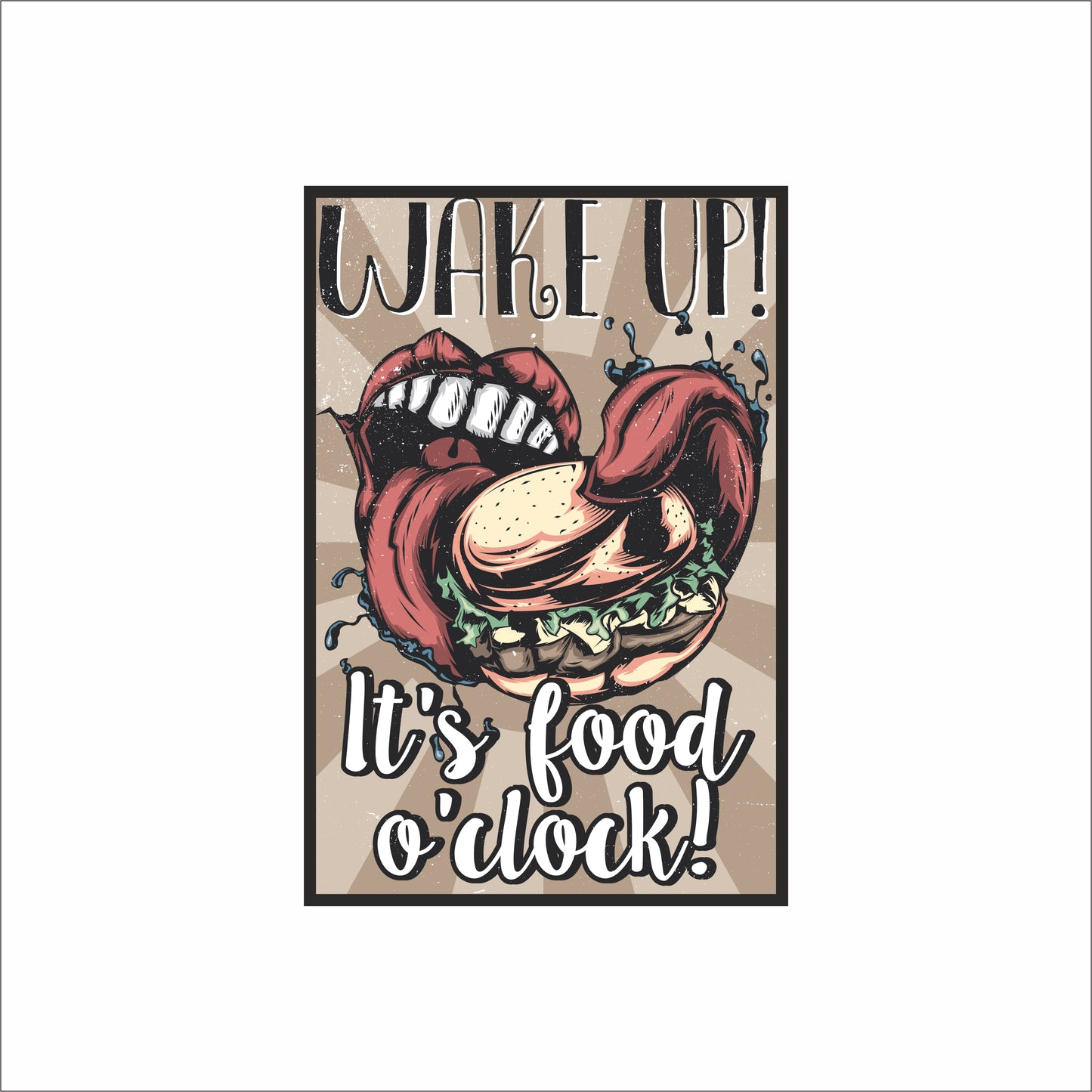 Wake Up! It’s Food O’Clock – Funky Food Lover Wall Frame 🍔🔥