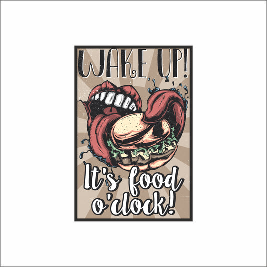 Wake Up! It’s Food O’Clock – Funky Food Lover Wall Frame 🍔🔥
