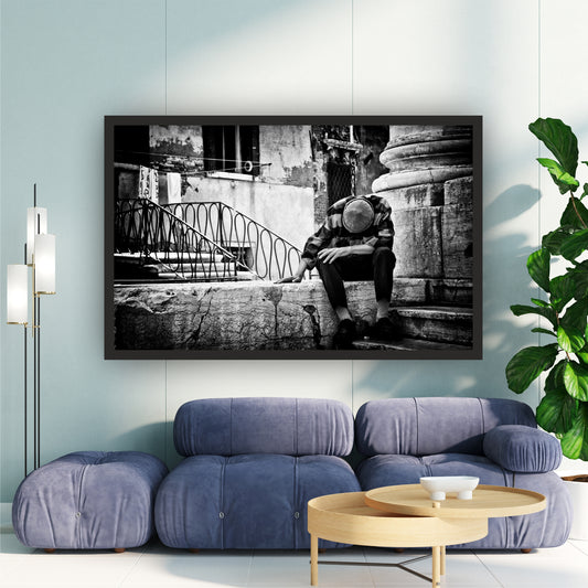 Vintage Street Life Wall Art | Black & White Photography