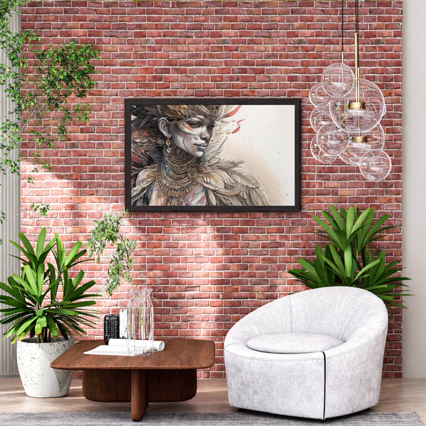Tribal Woman Wall Art | Feather Headdress & Ethnic Portrait