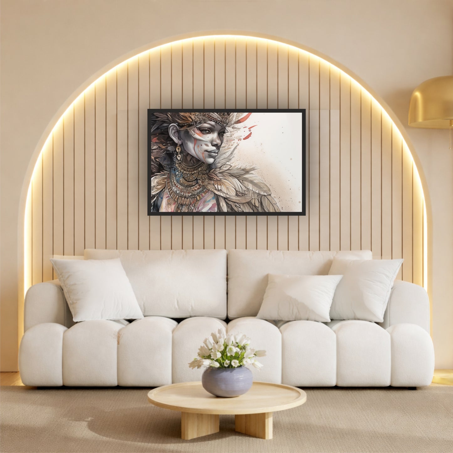 Tribal Woman Wall Art | Feather Headdress & Ethnic Portrait