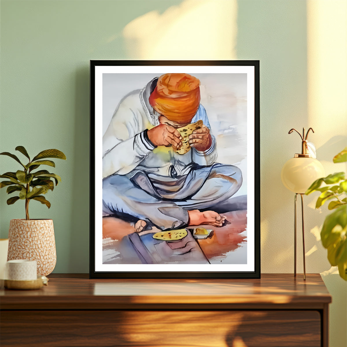 Sikh Langar Wall Art | Humility & Gratitude Canvas | Spiritual Punjabi Home Decor | Seva Inspired Artwork