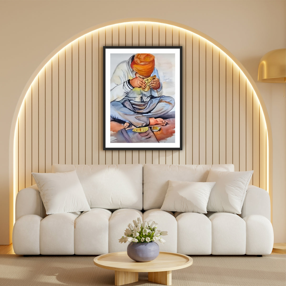 Sikh Langar Wall Art | Humility & Gratitude Canvas | Spiritual Punjabi Home Decor | Seva Inspired Artwork