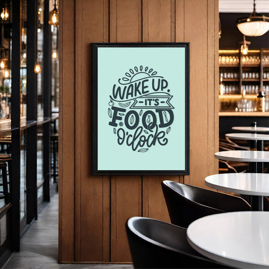 Wake Up, It’s Food O’Clock – Fun Kitchen Wall Frame 🍳☀️