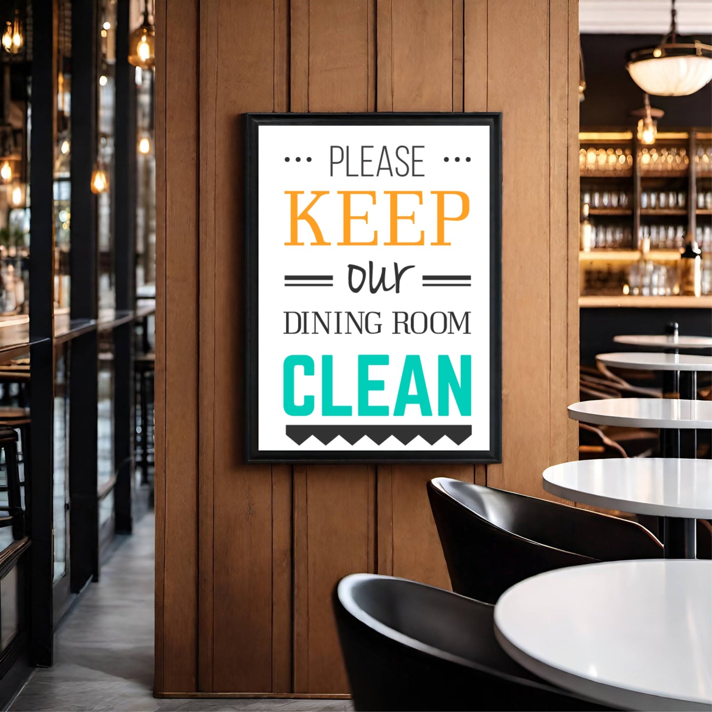 Please Keep Our Dining Room Clean – Modern Typography Wall Frame 🧼✨