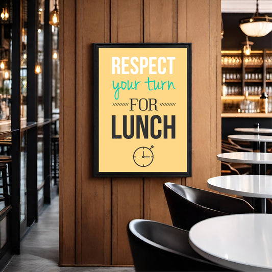 Respect Your Turn for Lunch – Minimal Office Etiquette Wall Frame ⏰🍱