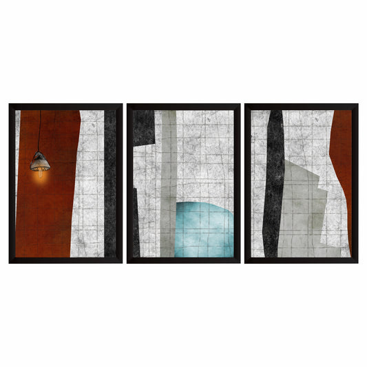 Modern Abstract Wall Art Set of 3 | Textured Geometric Prints