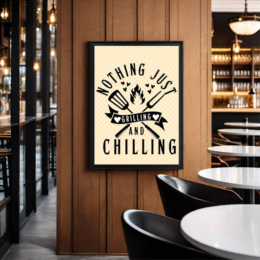 Nothing Just Grilling and Chilling – Fun BBQ Wall Frame 🍔🔥