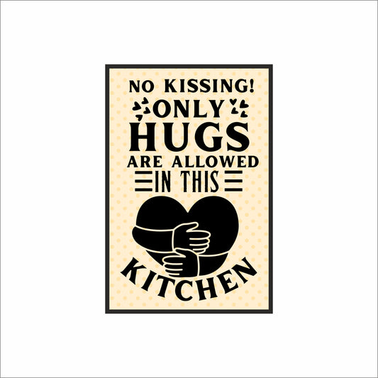 No Kissing! Only Hugs Are Allowed in This Kitchen – Cute & Playful Wall Frame 🤗🍳