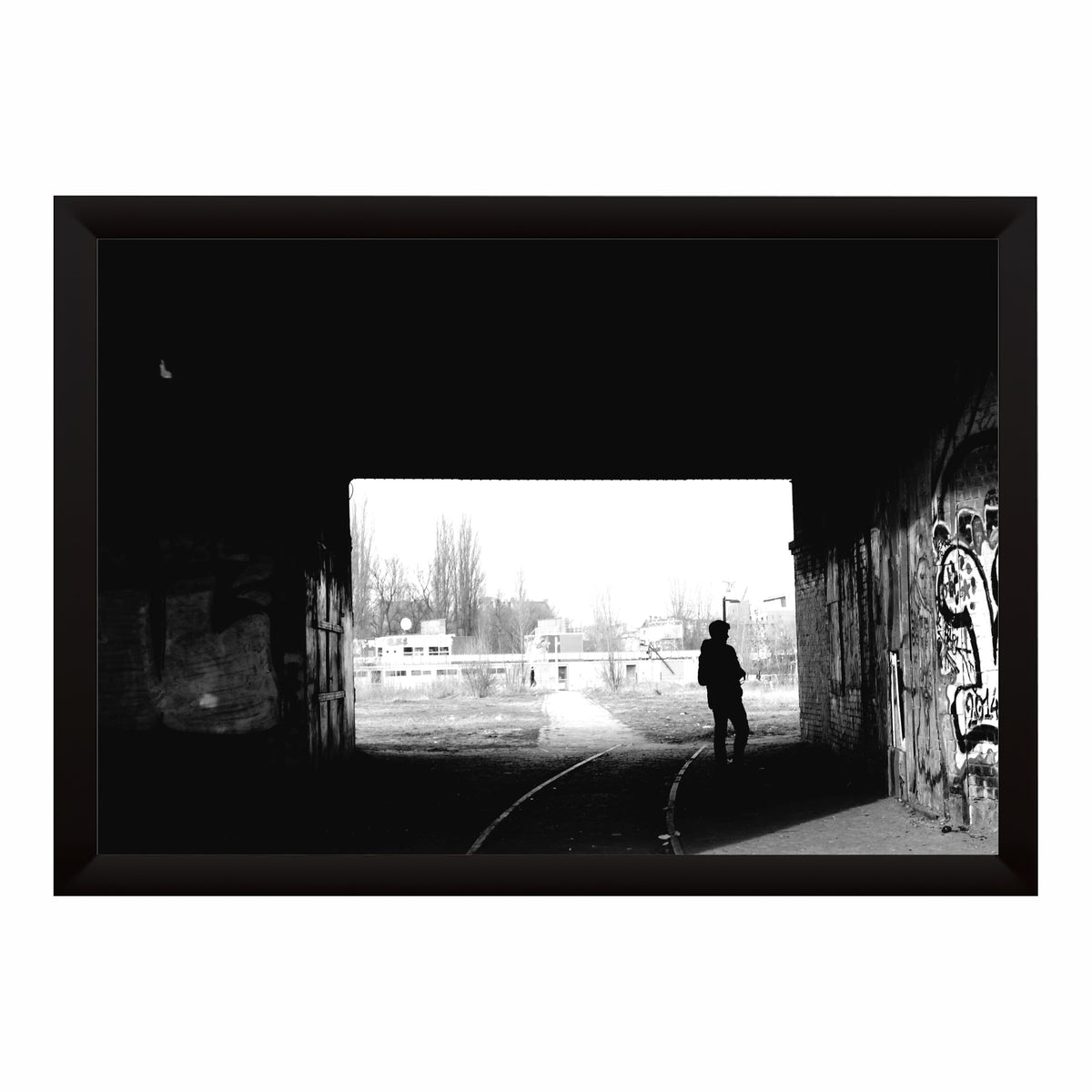 Urban Tunnel Shadow Wall Art | Black & White Photography