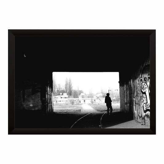 Urban Tunnel Shadow Wall Art | Black & White Photography