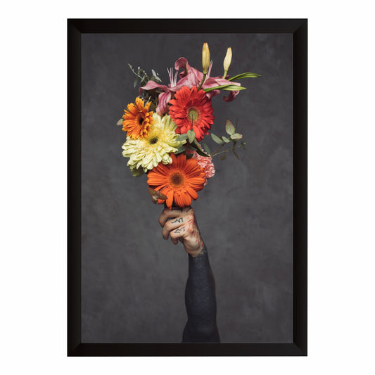 Floral Hand Wall Art | Colorful Flower Bouquet Photography