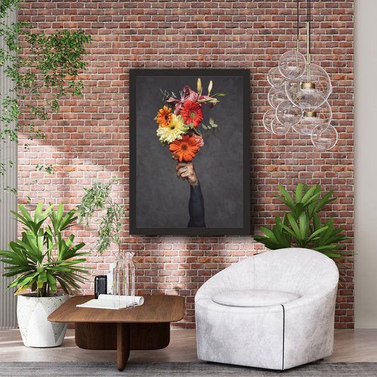 Floral Hand Wall Art | Colorful Flower Bouquet Photography