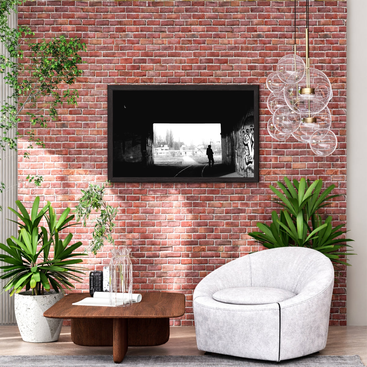 Urban Tunnel Shadow Wall Art | Black & White Photography