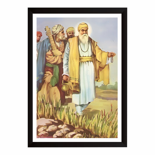 Guru Nanak Dev Ji Udasi Journey Wall Art | Guru Nanak with Bhai Mardana Canvas | Sikh Spiritual Travel Artwork