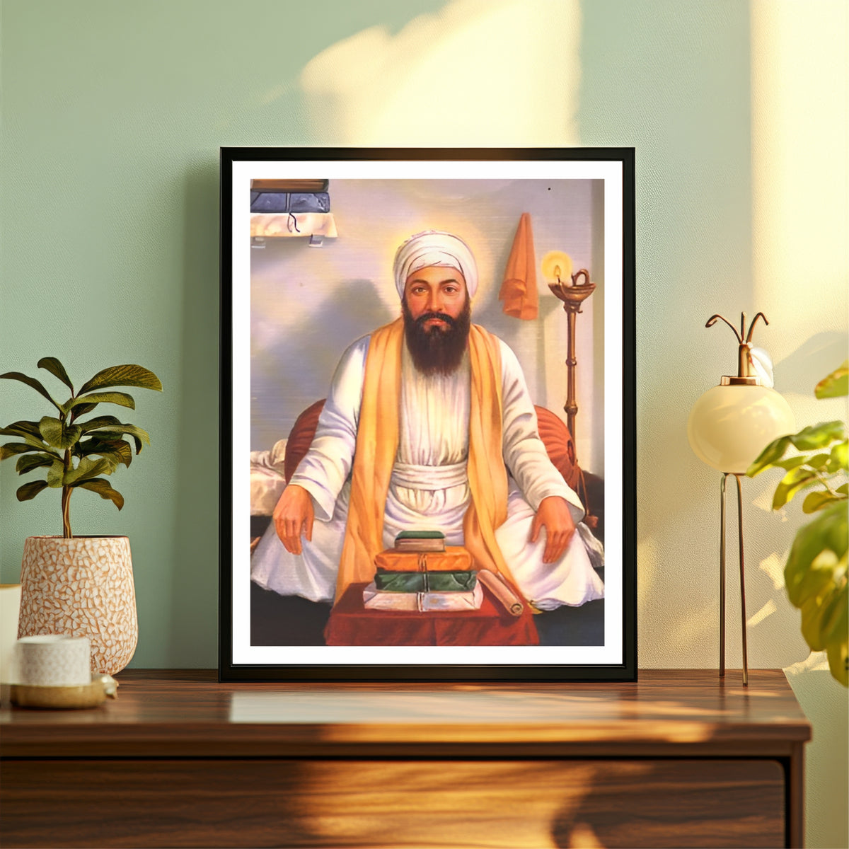 Guru Angad Dev Ji Wall Art | Founder of Gurmukhi Script Canvas | Sikh Spiritual Home Decor | Guru Portrait