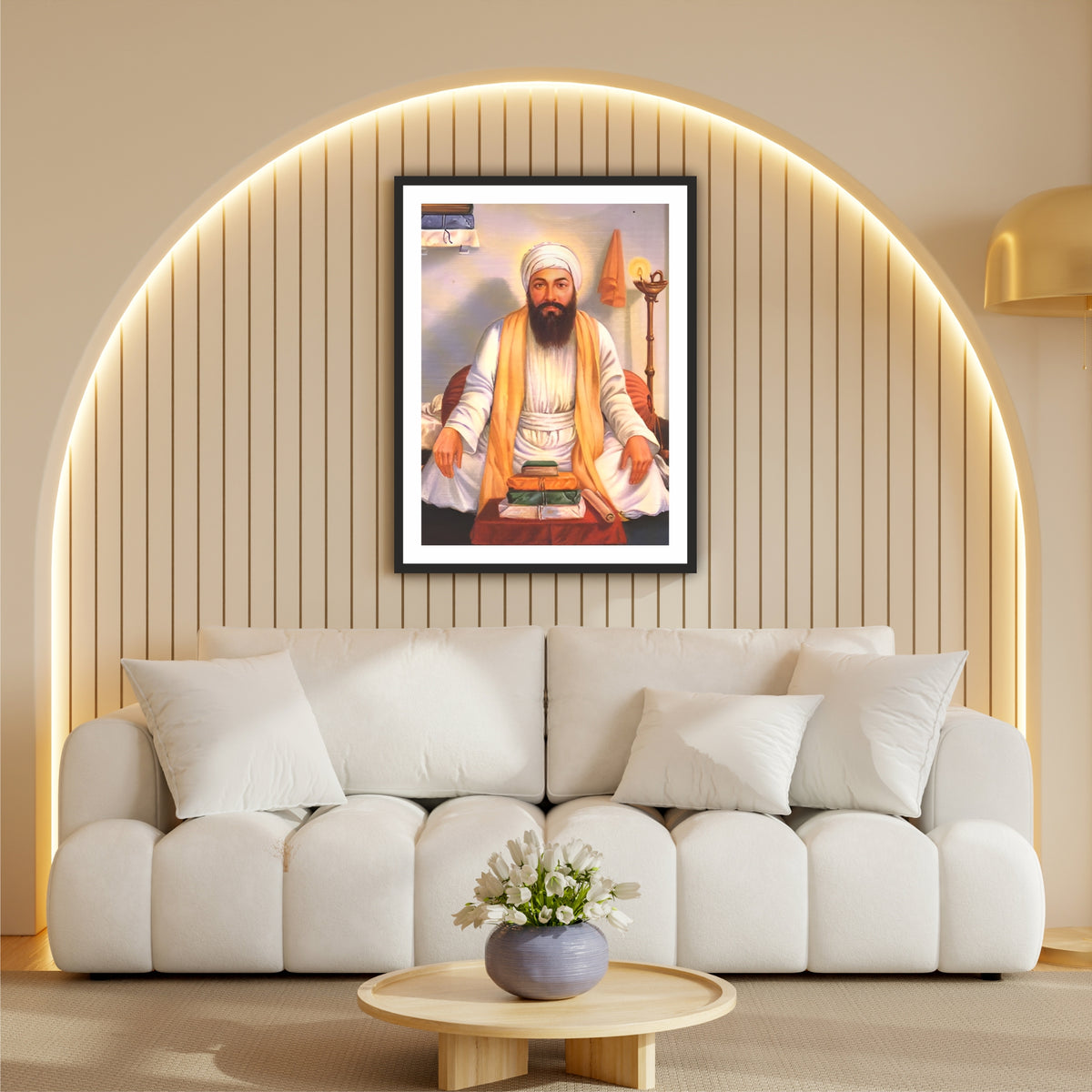 Guru Angad Dev Ji Wall Art | Founder of Gurmukhi Script Canvas | Sikh Spiritual Home Decor | Guru Portrait